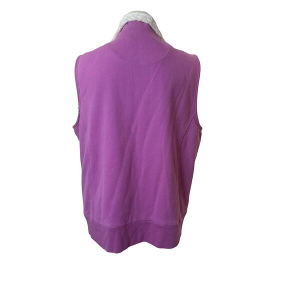 L.L Bean Women's Large Vest Purple Sherpa Fleece Lined Soft Zip Up Mock Neck - Picture 3 of 6